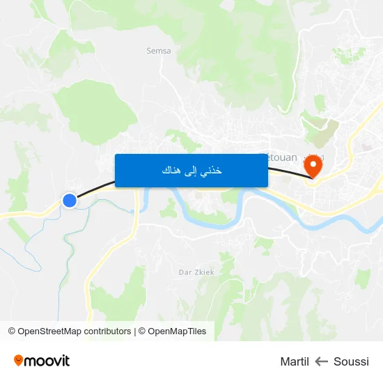 Soussi to Martil map