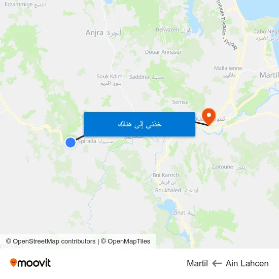 Ain Lahcen to Martil map