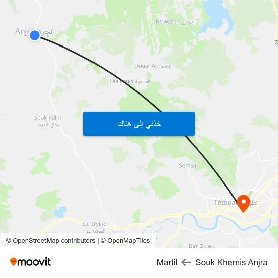 Souk Khemis Anjra to Martil map