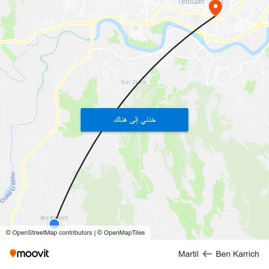 Ben Karrich to Martil map