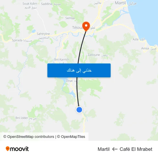 Café El Mrabet to Martil map
