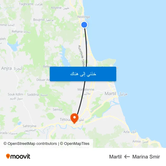 Marina Smir to Martil map