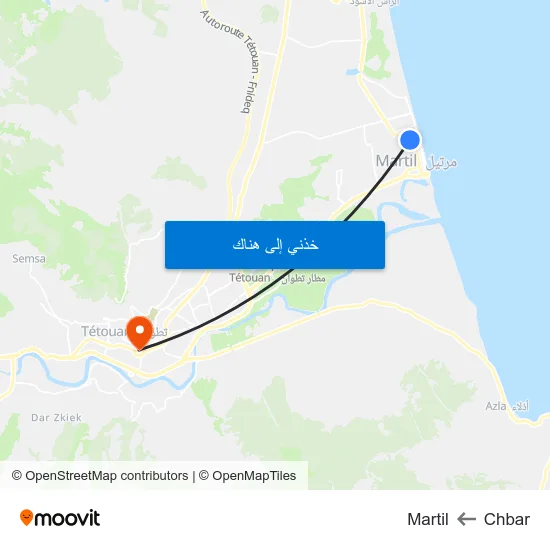 Chbar to Martil map