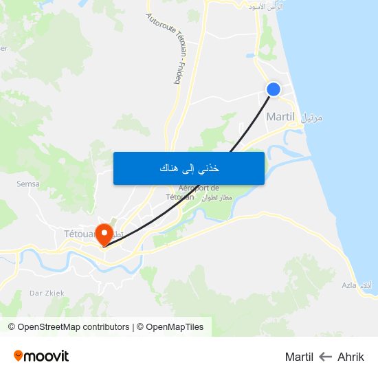 Ahrik to Martil map