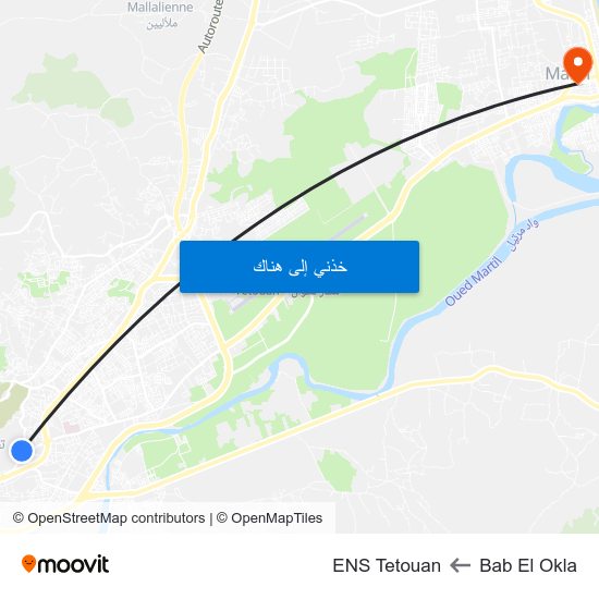 Bab El Okla to ENS Tetouan map