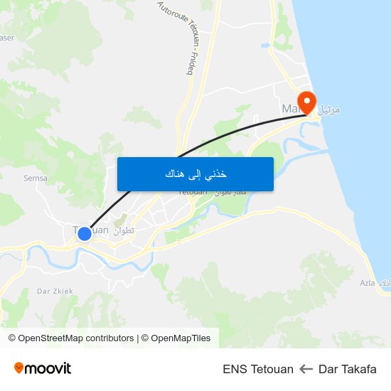 Dar Takafa to ENS Tetouan map