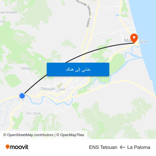 La Paloma to ENS Tetouan map