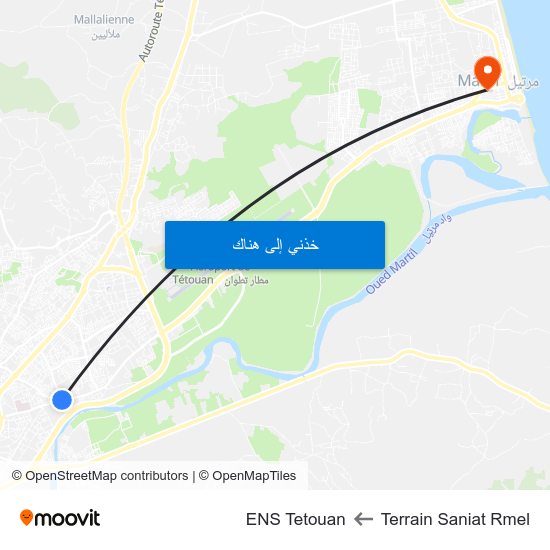 Terrain Saniat Rmel to ENS Tetouan map