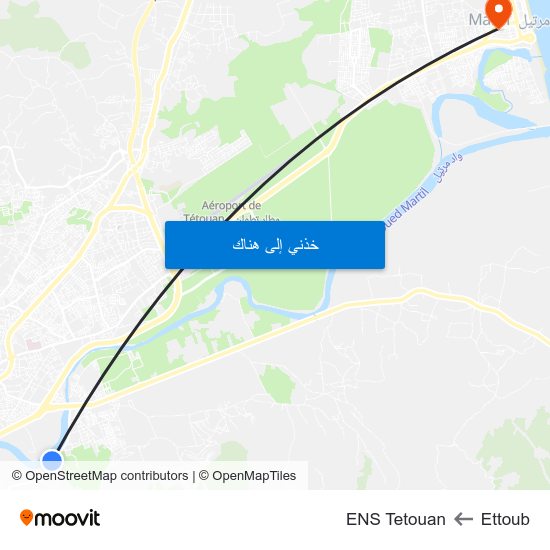 Ettoub to ENS Tetouan map