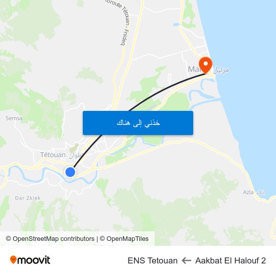 Aakbat El Halouf 2 to ENS Tetouan map