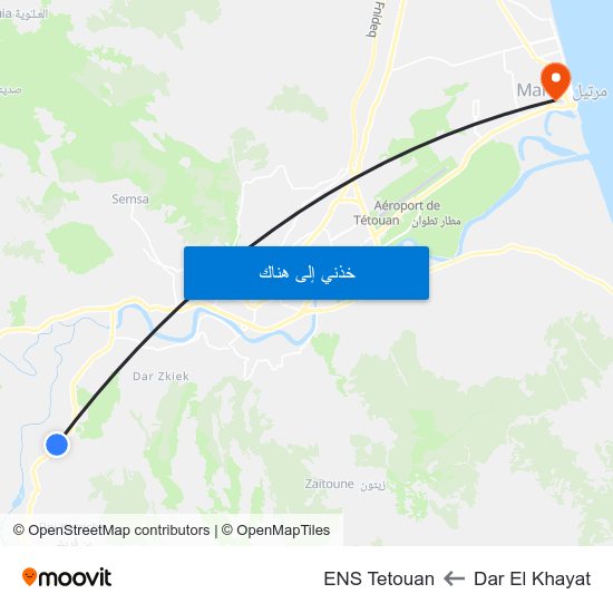 Dar El Khayat to ENS Tetouan map