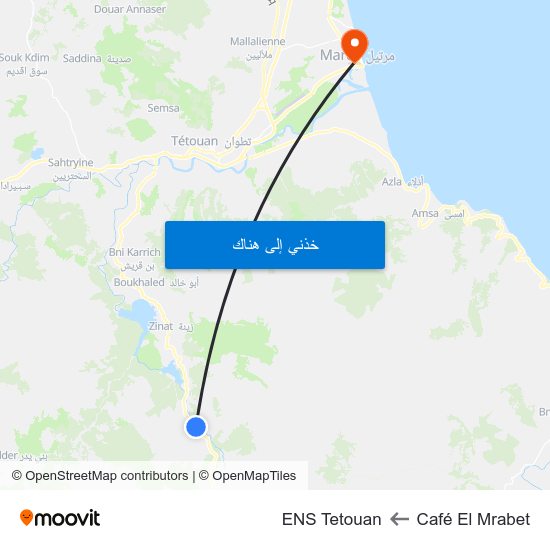 Café El Mrabet to ENS Tetouan map