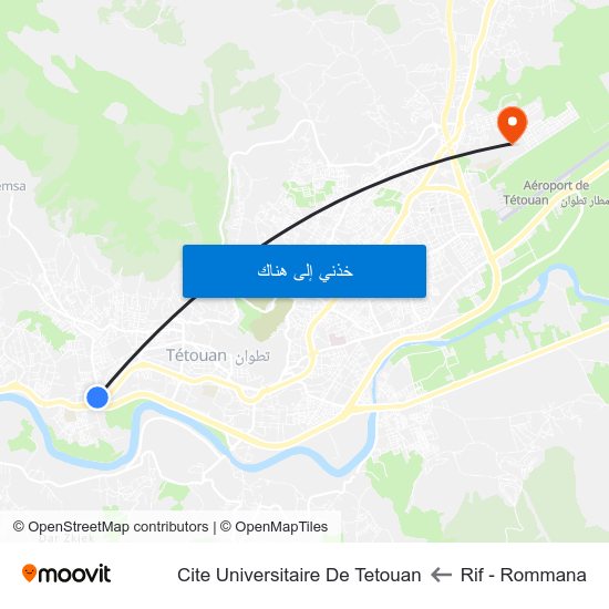 Rif - Rommana to Cite Universitaire De Tetouan map