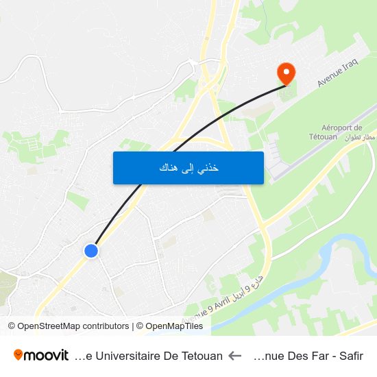 Avenue Des Far - Safir to Cite Universitaire De Tetouan map