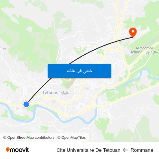 Rommana to Cite Universitaire De Tetouan map