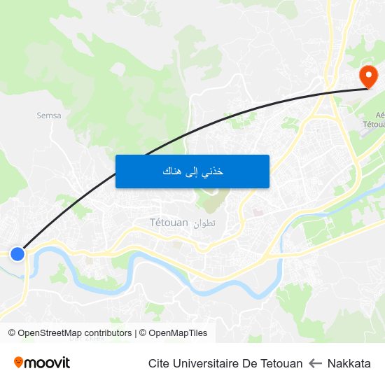 Nakkata to Cite Universitaire De Tetouan map