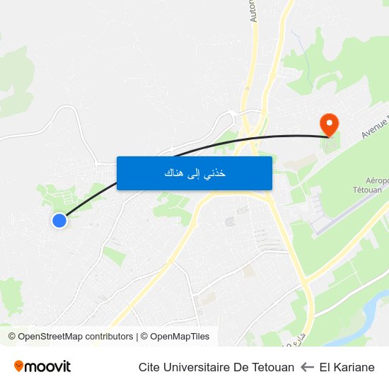 El Kariane to Cite Universitaire De Tetouan map