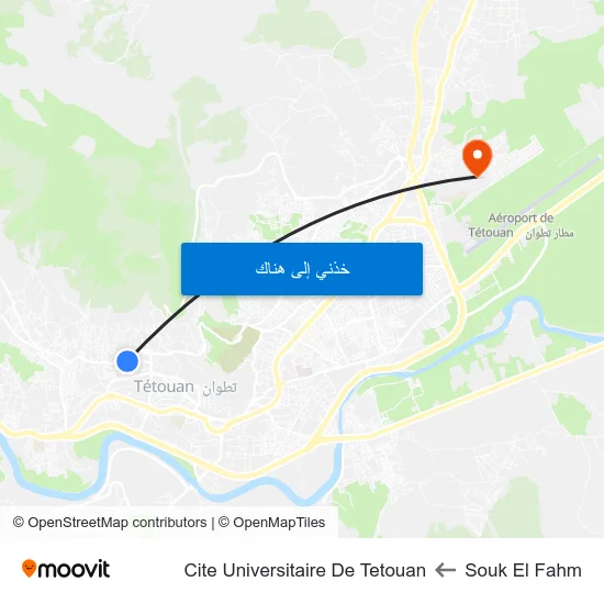 Souk El Fahm to Cite Universitaire De Tetouan map