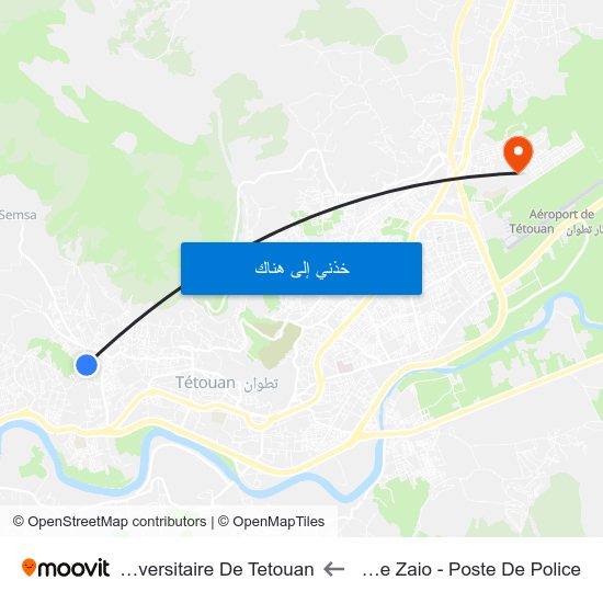 Avenue De Zaio - Poste De Police to Cite Universitaire De Tetouan map