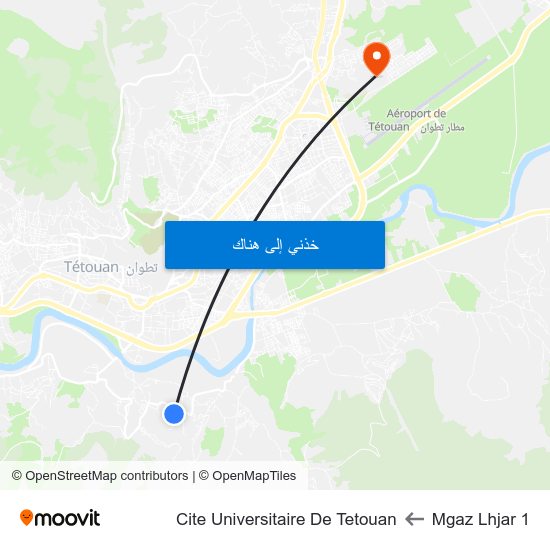 Mgaz Lhjar 1 to Cite Universitaire De Tetouan map