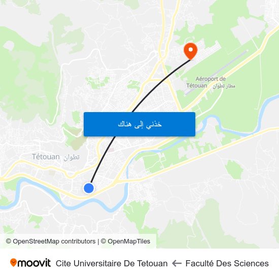 Faculté Des Sciences to Cite Universitaire De Tetouan map