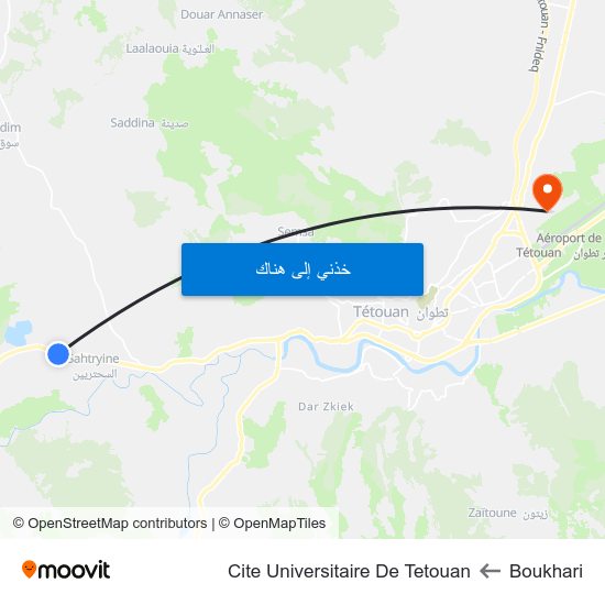 Boukhari to Cite Universitaire De Tetouan map