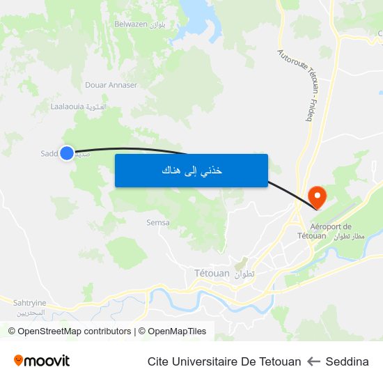 Seddina to Cite Universitaire De Tetouan map