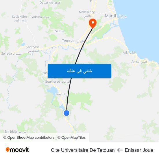 Enissar Joue to Cite Universitaire De Tetouan map