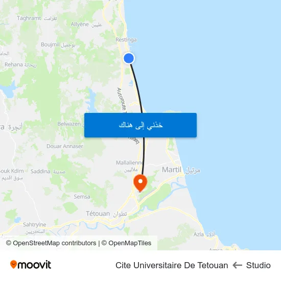 Studio to Cite Universitaire De Tetouan map