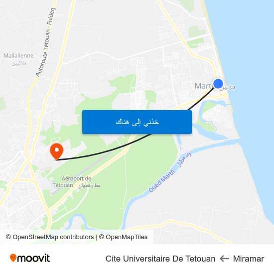 Miramar to Cite Universitaire De Tetouan map