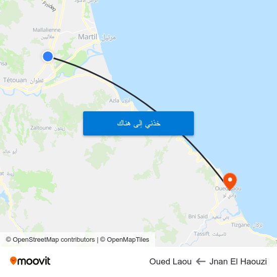 Jnan El Haouzi to Oued Laou map