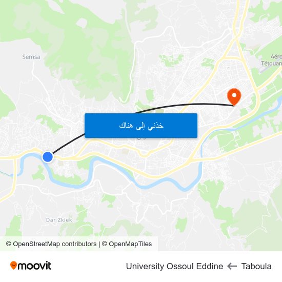 Taboula to University Ossoul Eddine map