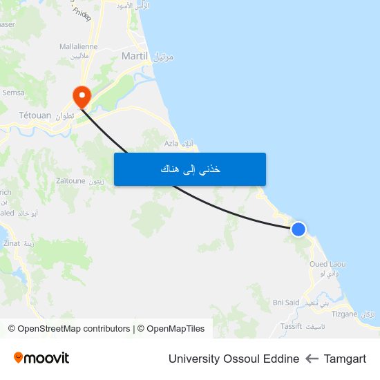 Tamgart to University Ossoul Eddine map