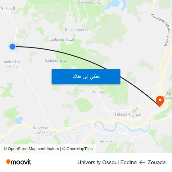 Zouada to University Ossoul Eddine map