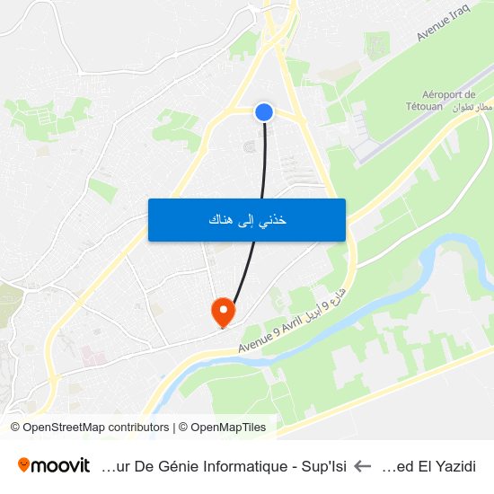 Mohamed El Yazidi to Institut Supérieur De Génie Informatique - Sup'Isi map