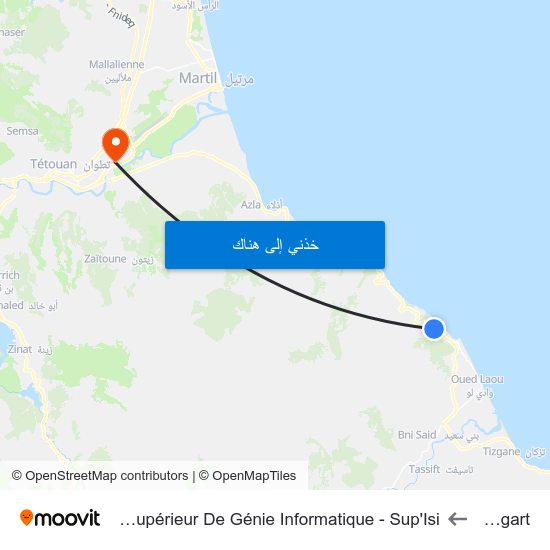 Tamgart to Institut Supérieur De Génie Informatique - Sup'Isi map