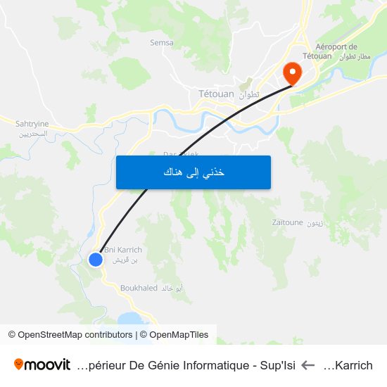 Ben Karrich to Institut Supérieur De Génie Informatique - Sup'Isi map