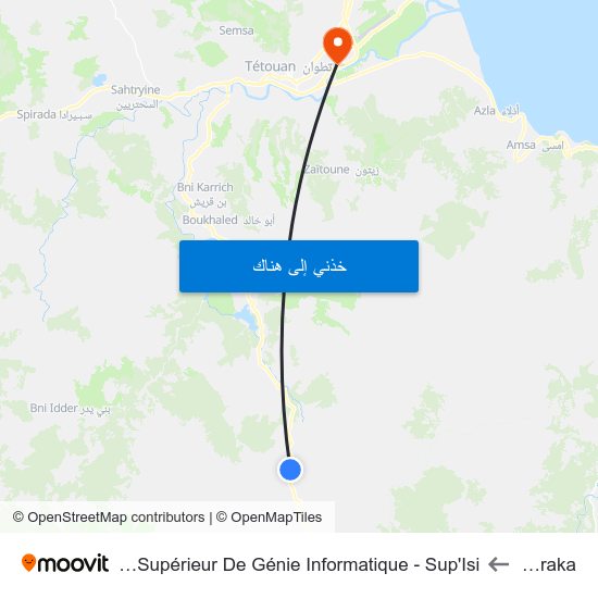 Berraka to Institut Supérieur De Génie Informatique - Sup'Isi map