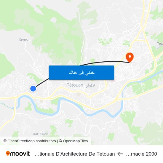 Pharmacie 2000 to Ecole Nationale D'Architecture De Tétouan map