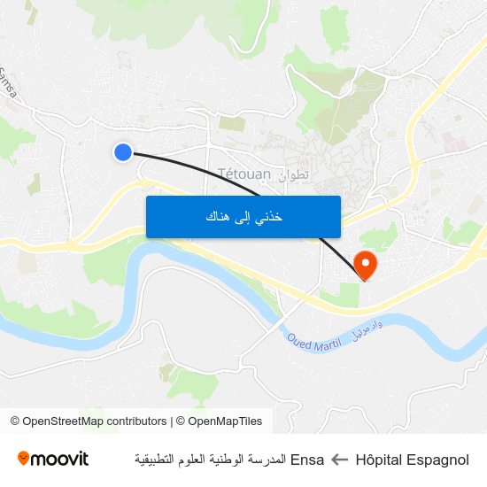 Hôpital Espagnol to Ensa المدرسة الوطنية العلوم التطبيقية map