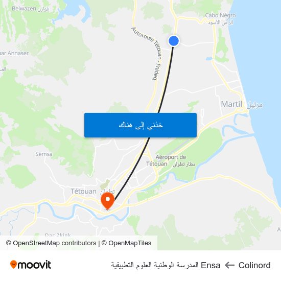 Colinord to Ensa المدرسة الوطنية العلوم التطبيقية map