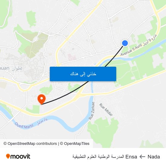 Nada to Ensa المدرسة الوطنية العلوم التطبيقية map