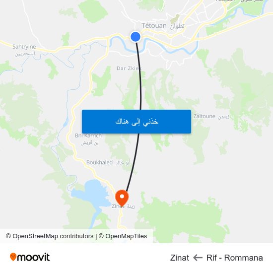 Rif - Rommana to Zinat map