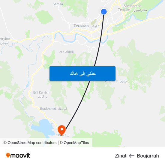 Boujarrah to Zinat map