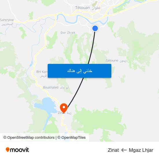 Mgaz Lhjar to Zinat map