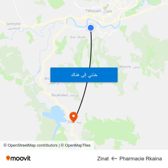 Pharmacie Rkaina to Zinat map