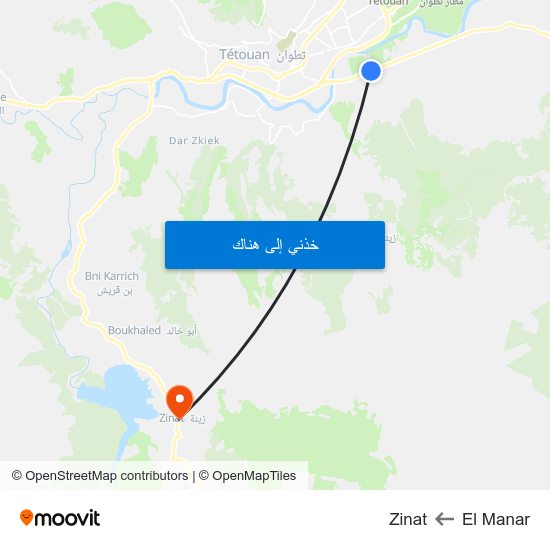 El Manar to Zinat map