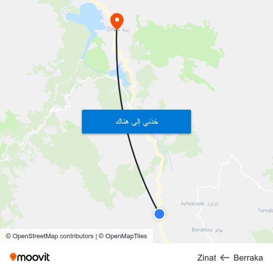 Berraka to Zinat map