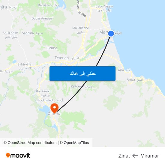 Miramar to Zinat map