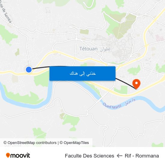 Rif - Rommana to Faculte Des Sciences map